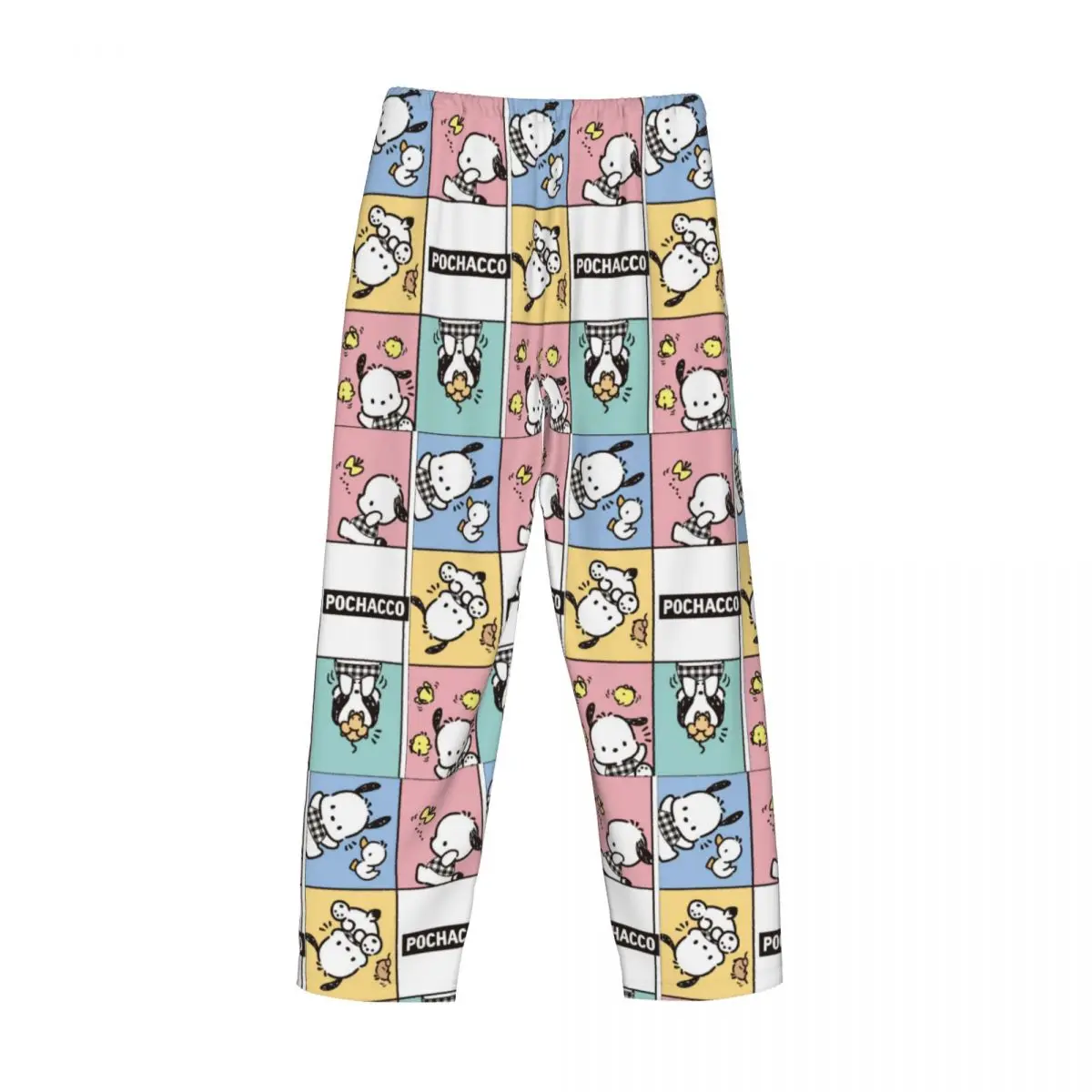 Pantalones de pijama lindos Pochacco personalizados, ropa de dormir clásica Kawaii para hombre, pantalones para dormir elásticos con bolsillos