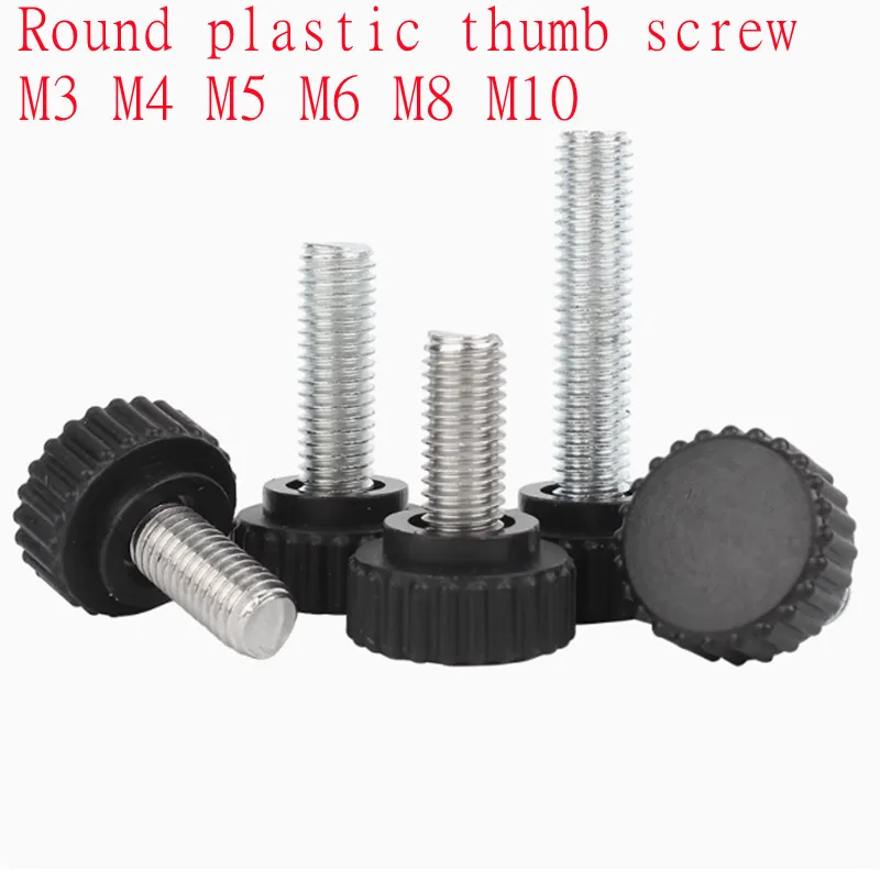 

5pcs-10pcs/lot m3 m4 m5 m6 m8 m10 knurled Nylon Round Plastic Head Handle Thumb Screw Bakelite Bolt Black Bakelite hand screw