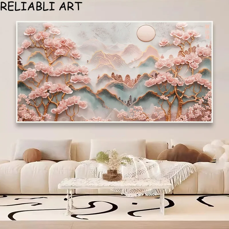 Chinese Style Ink Mountain Tree Landscape Poster and Prints Canvas Painting Wall Art Picture For Living Room Home Decor No Frame