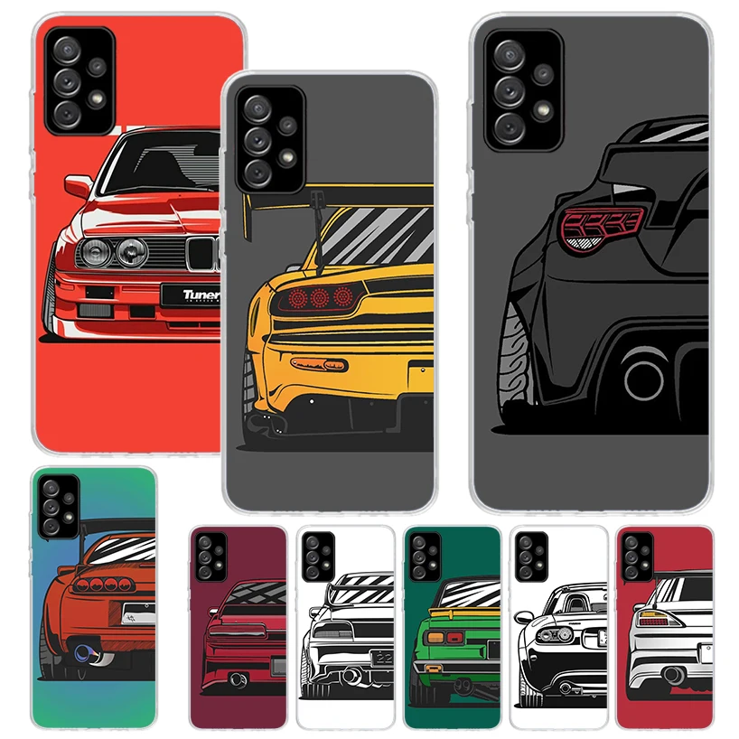 Japan JDM Sports Cars Comic Phone Case for Samsung Galaxy A14 A54 A15 A55 A13 A53 A12 A52 A25 A35 A24 A34 A23 A33 A22 A32 A04S A