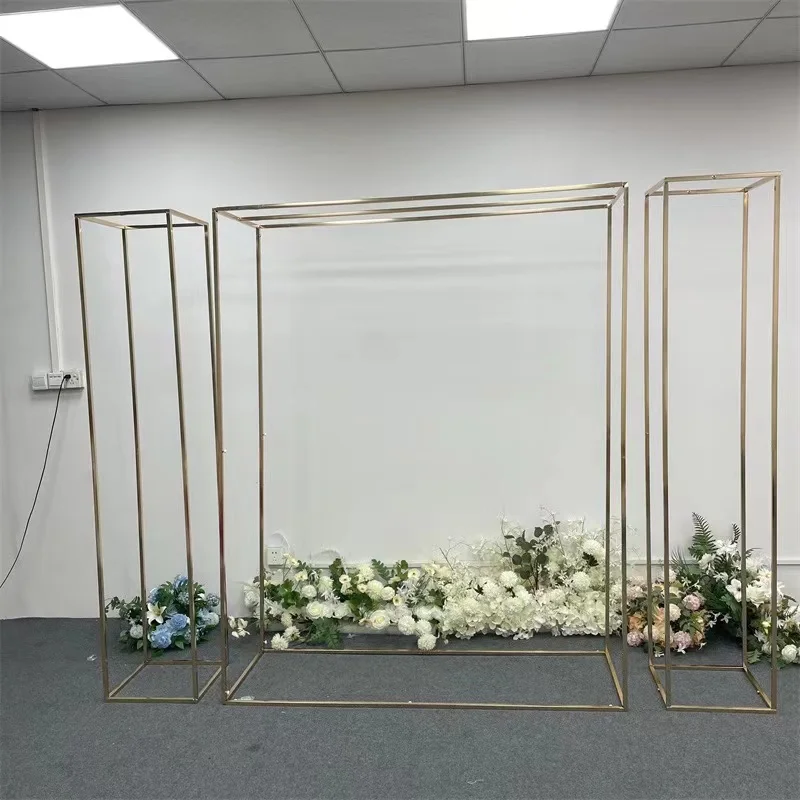 

Hot Sale Gold Square Arch Wedding Arch Set Backdrop Stand Decors For Wedding Party