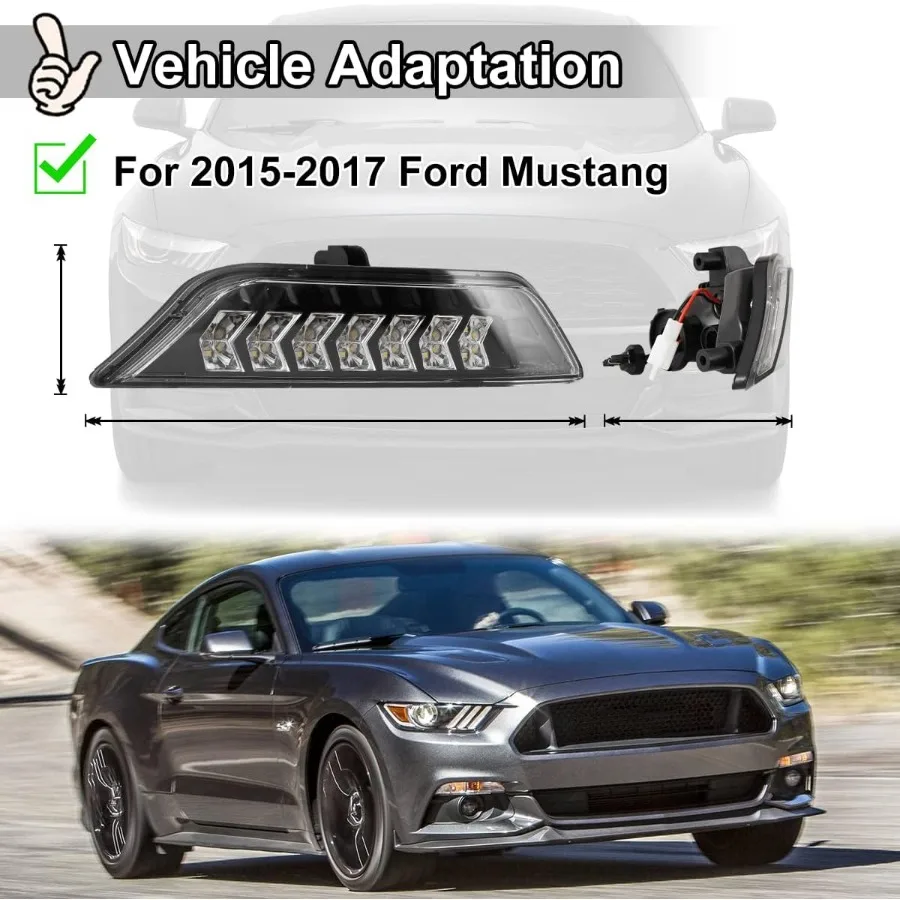 أضواء الضباب لفورد موستانج 2015 2016 2017 مجموعة مصابيح الضباب القيادة الضباب ضوء الجمعية استبدال 1 زوج واضح عدسة تعزيز Visib