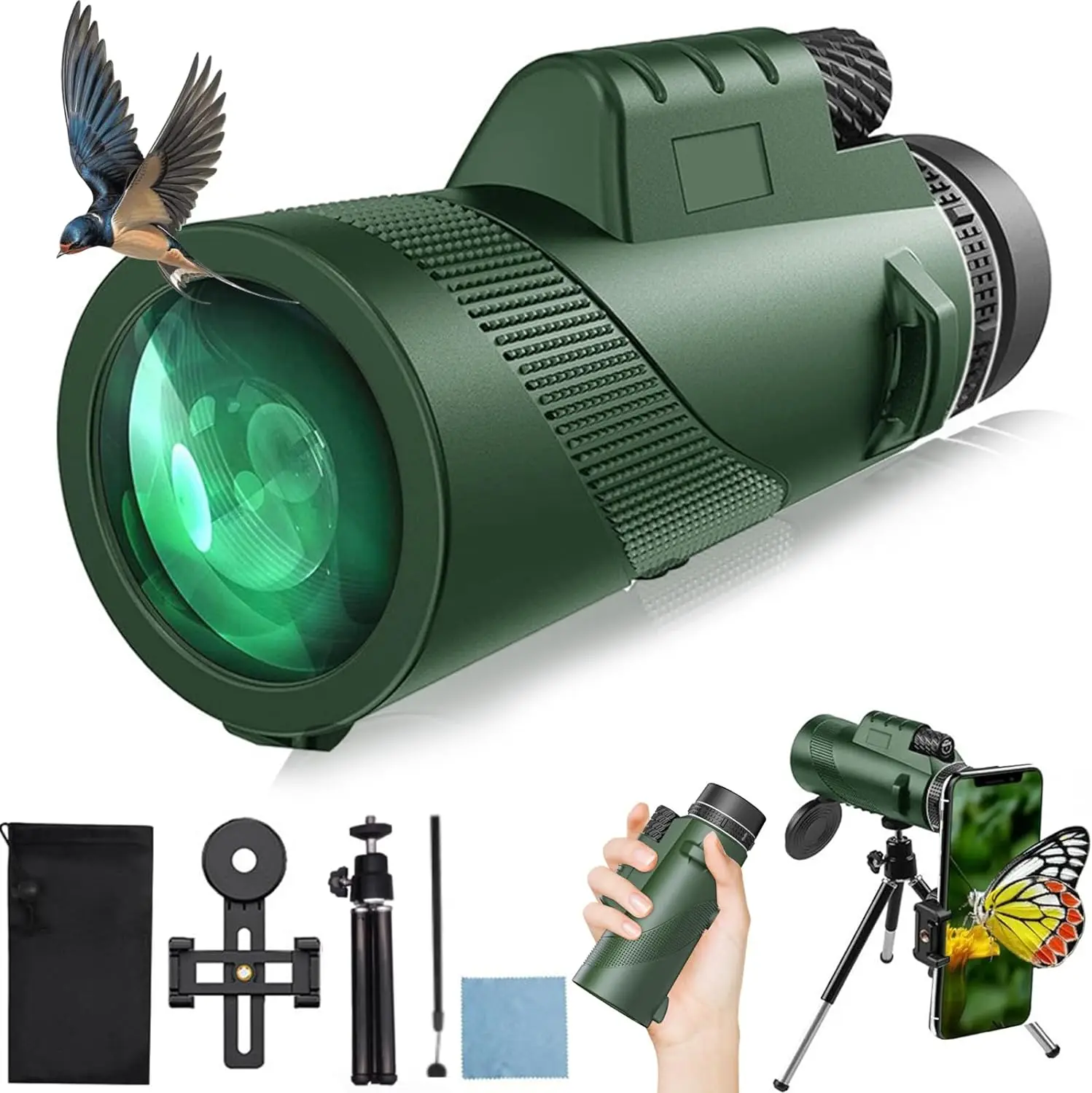 Telescópio Monocular Portátil para Adultos Monóculos hd Monocular de Alta Potência para Smartphone Compacto e Impermeável 80×100