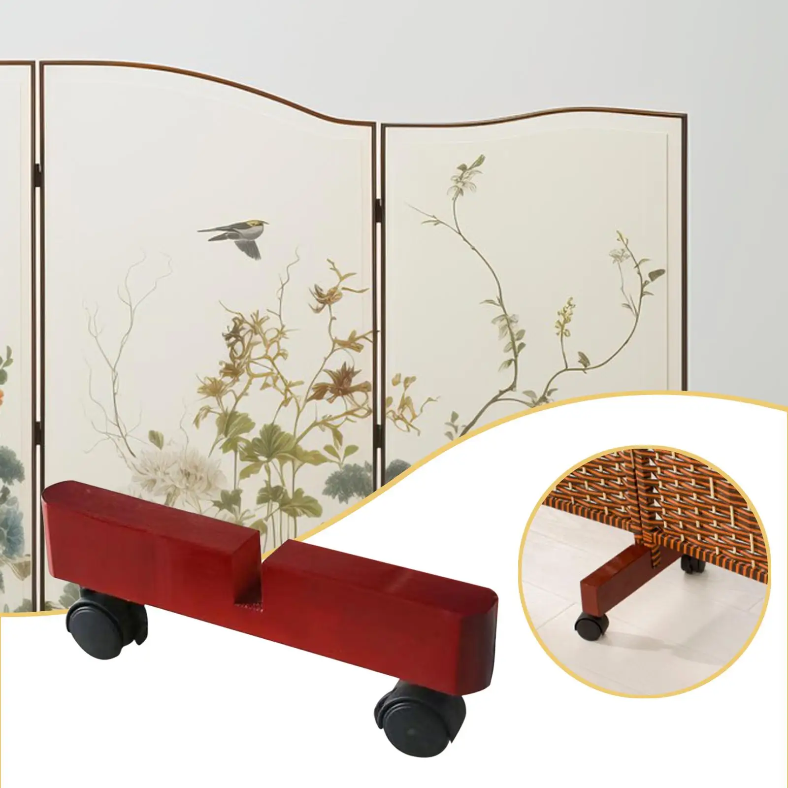 Room Divider Stand with Wheels Privacy Screen Holder for Bedroom Library