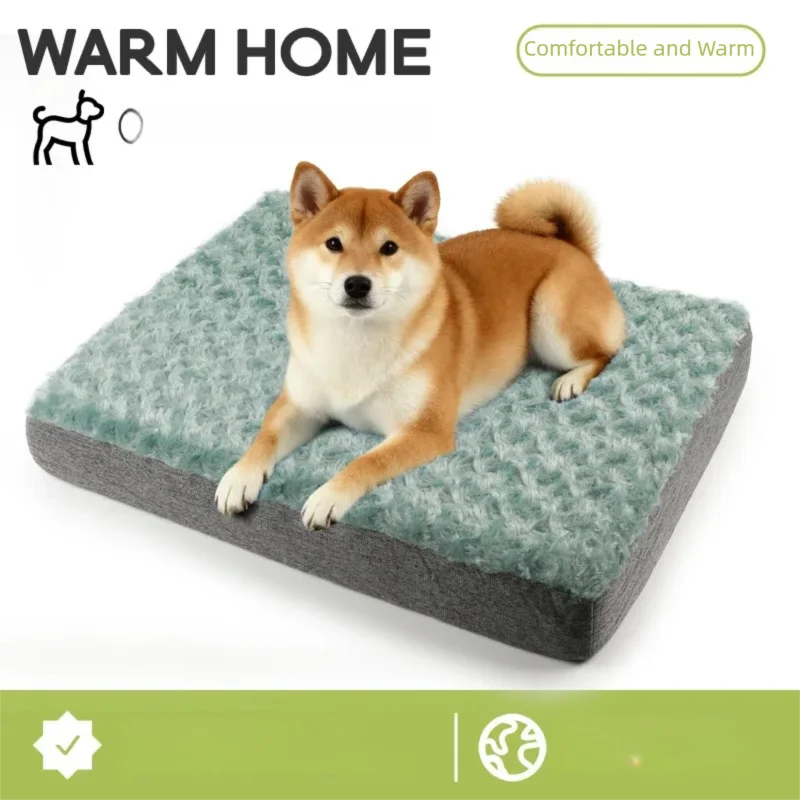 

Plush Pet Bed Non Slip Washable Cushion Mat Removable Cover for Cats Dogs All Seasons Use Short Hair Sponge Pad Pet Mat