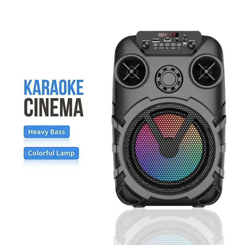 8 بوصة سمّاعات بلوتوث في الهواء الطلق المحمولة عالية الطاقة Soundbox 360 الصوت المحيطي مضخم الصوت مع ميكروفون لاسلكي K أغنية USB