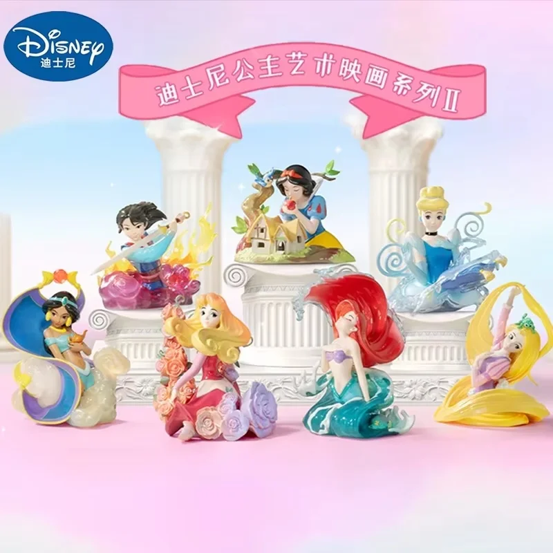 Disney Princess Art Gallery 2 Generation Series Blind Box Toys Cute Snow White Aurora Mulan Mystery Box Dolls Christmas Gifts