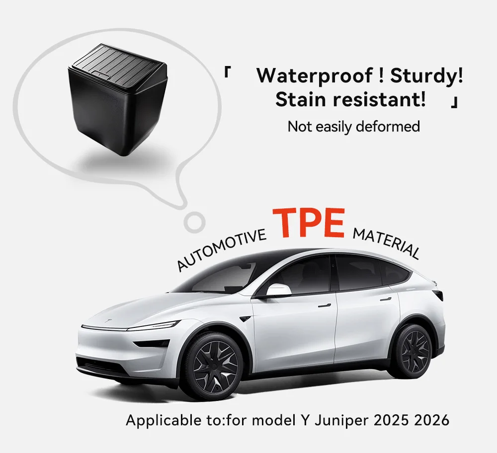 YZ Für Tesla New Model Y Juniper 3 Highland 2025 2026 Hinterer Aufbewahrungsbox mit Deckel, Mülleimer, Mittelkonsolen-Organizer, Zubehör – Detail 5