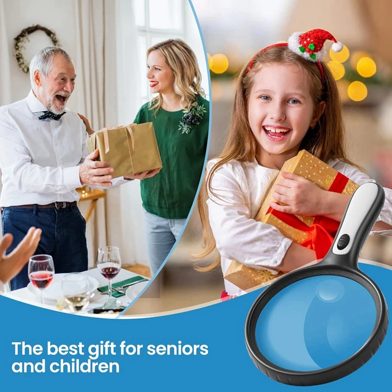 High Brightness LED Light Magnifying Glass, 10X 20X Handheld Magnifier For Elderly Readers
