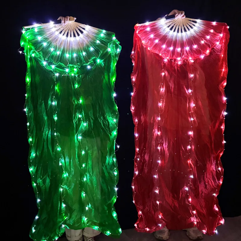 

1.5 Meter Long Dance Fan LED Fan Accessories Silk Fans Women LED Light 1 Pair Belly Dancing Veil Performance Props Costumes