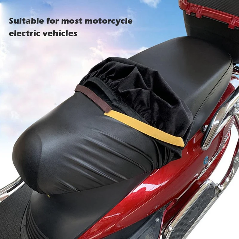 Motorcycle Scooter PU Seat Cushion Cover Waterproof Warm Velvet Winter Rear Seat Cover