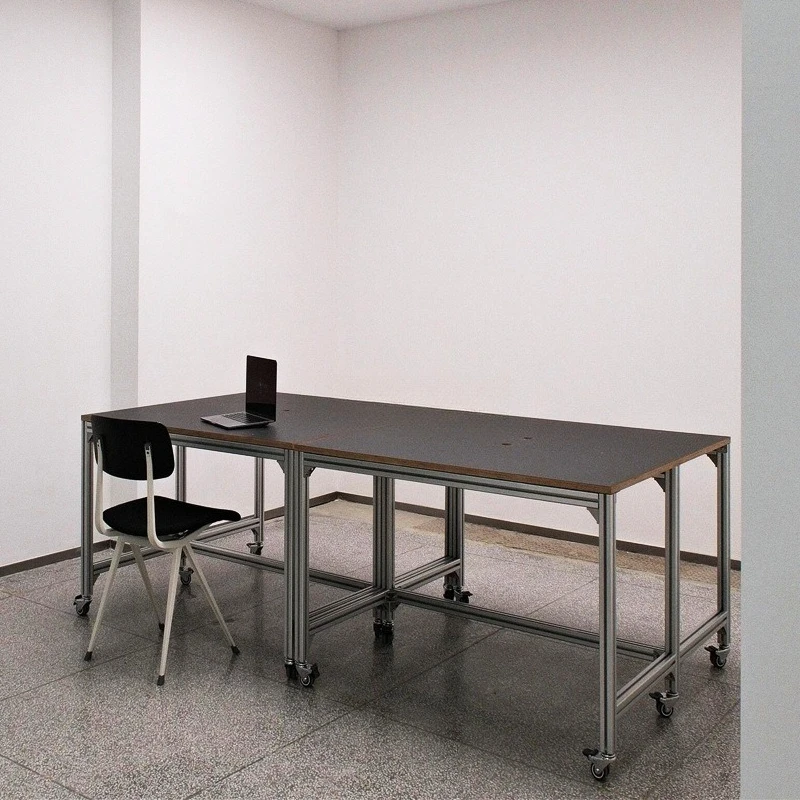 

Modern simple solid wood conference table, long table, industrial style aluminum profile desk