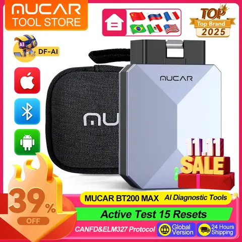 MUCAR BT200 MAX 진단 도구 모든 시스템 AI OBD2 스캐너 평생 무료 업데이트 CAN FD 양방향 Mucar 진단 스캐너