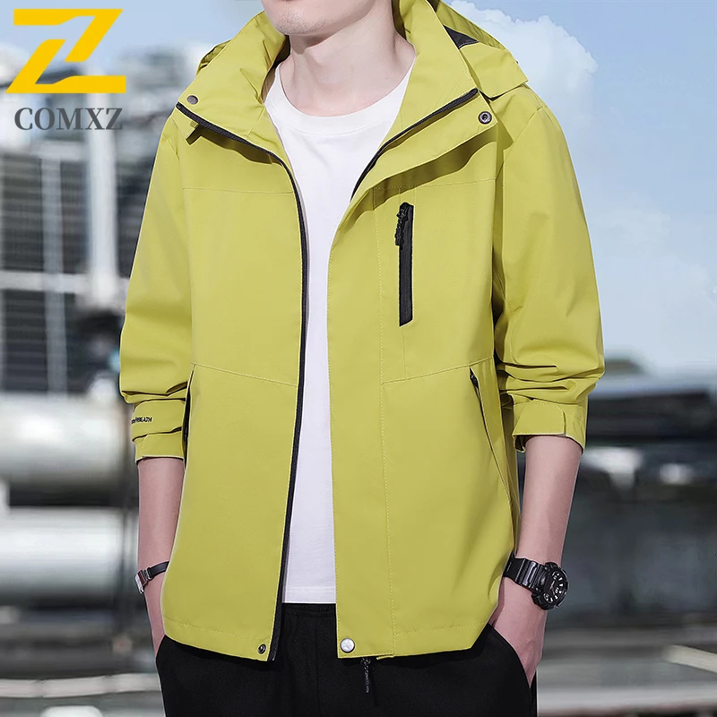 

2025 New Men's Casual Jacket Fashion Versatile Windproof Breathable Hooded Jacket Outdoor Mountaineering Sports Camping Jacket