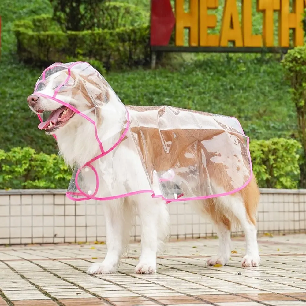

Pet Accessories Transparent Dog Raincoat Plastic Waterproof Puppy Rain Poncho Color Edge Pet Hooded Rainwear Outdoor