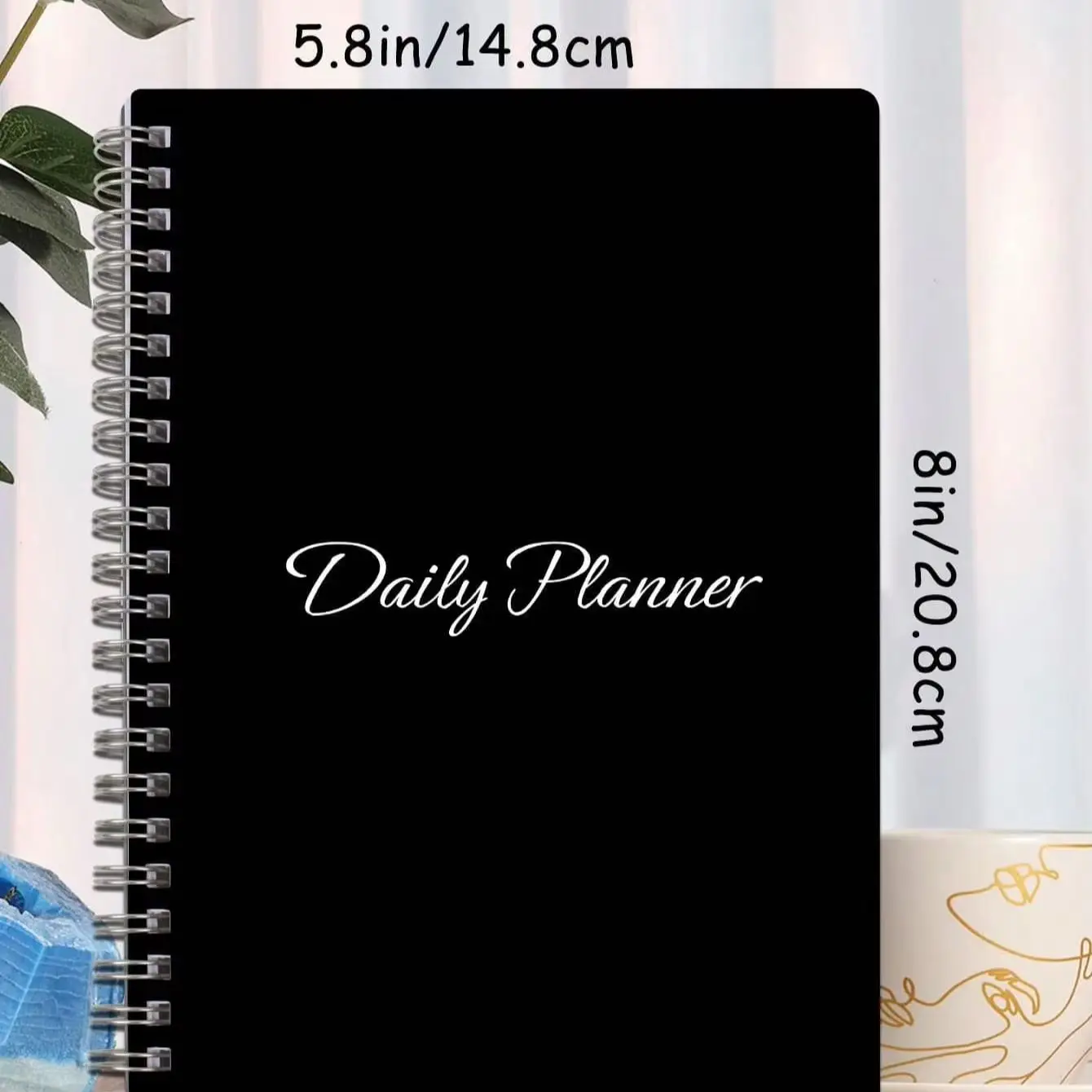 A5 Spiral Daily Planner, Weekly & Daily Schedule Notebook with 100Gsm Paper, Black Productivity Journal