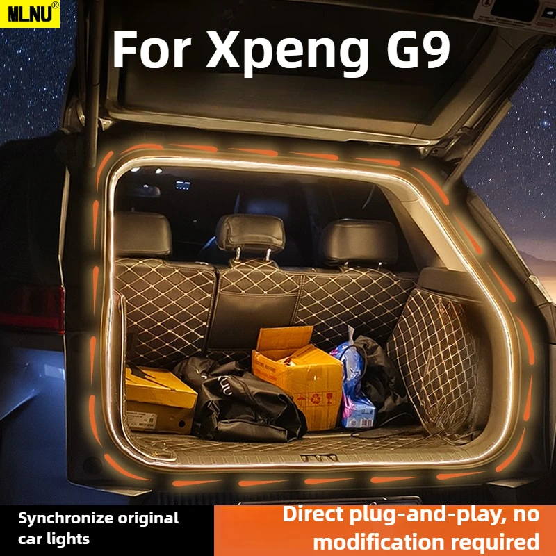 

Dynamic Flowing Trunk LED Strip For Xpeng G9/xiaopeng Accessories 2026/2025,No wiring trunk light Low Voltage Safety 2022-2024