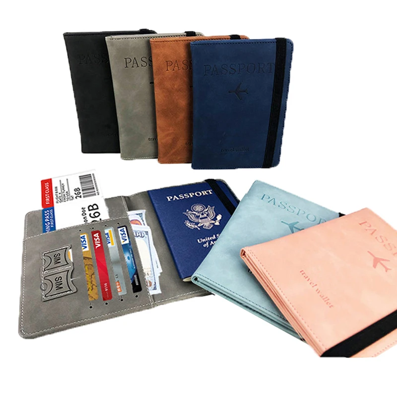 Couverture de Passeport en PU RFID, Porte-cartes de Crédit, d\'Identité, Étanche, Document, Multifonction, Carte Bancaire, Étui, Accessoires de Voyage