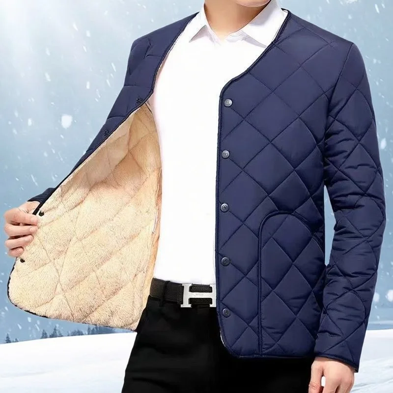 

Мужская зимняя рабочая одежда Thiened Fce на подкладке из хлопка, теплая ветрозащитная одежда со стойкой Faion Urban Sle, обычная длина