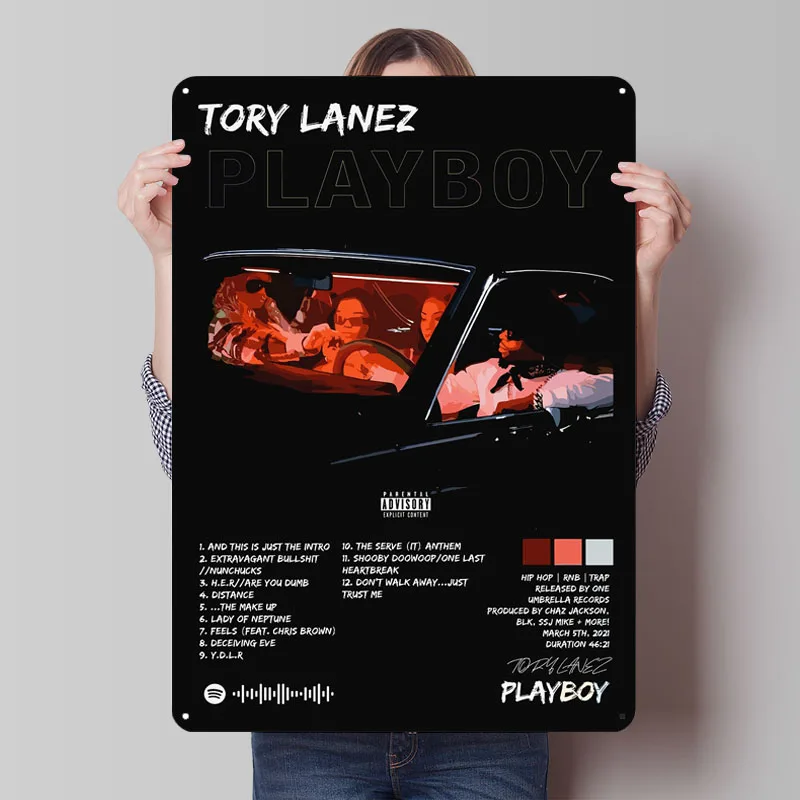 

Tory Lanez PLAYBOY Singer Metal Poster Pictures Wall Decoration Items Custom Rock Rap Metal Tin Signs for Wall Art Decoration