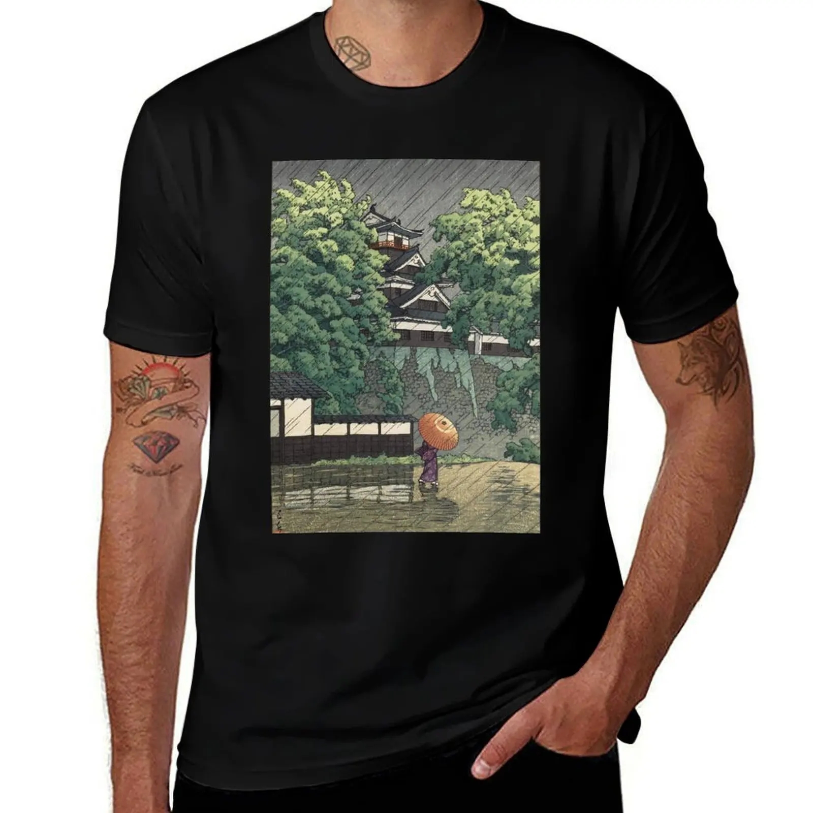 

Udo Tower Kumamoto Castle - Kawase Hasui T-Shirt Anti-Pilling Casual T-Shirt