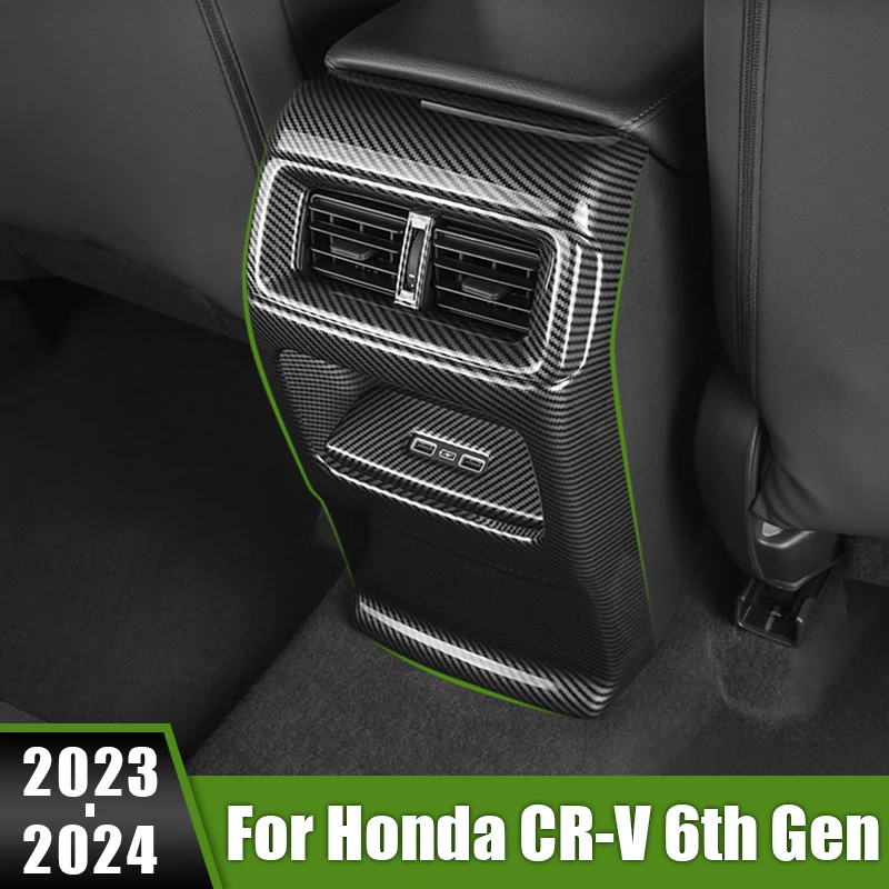 

For Honda CR-V CRV CR V 6th Gen 2023 2024 ABS Car Rear Air Conditioner Vent Outlet Frame Anti-Kick Panel Cover Trim Accessories