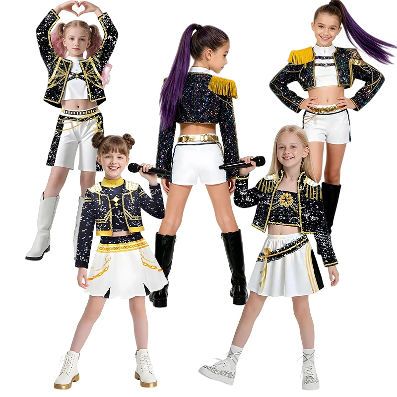 

New Anime K-Pop Demon Hunters Cosplay Costume Print Zoey Rumi Mira Cosplay Uniform Carnival Show Clothes Huntrix Set