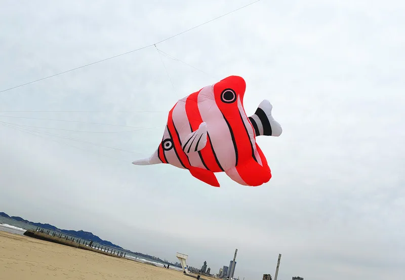 Cerf-Volant Souple Gonflable en Forme de Poisson Volant, avec Pendentif, Grand Moulinet, Idéal pour le dehors en Plein Air et le Parapente, pour Adulte