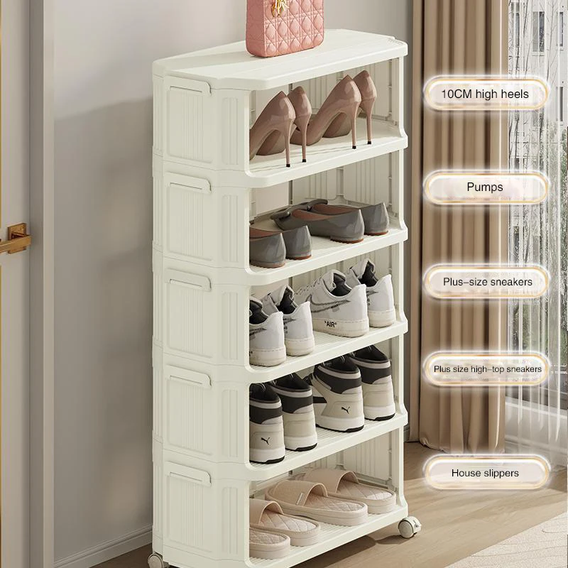 Simple Shoe Rack Door Household Cleat Small Narrow Shoe Cabinet Dormitory Rental House Durable Multi-Layer Dust Shoe Rack