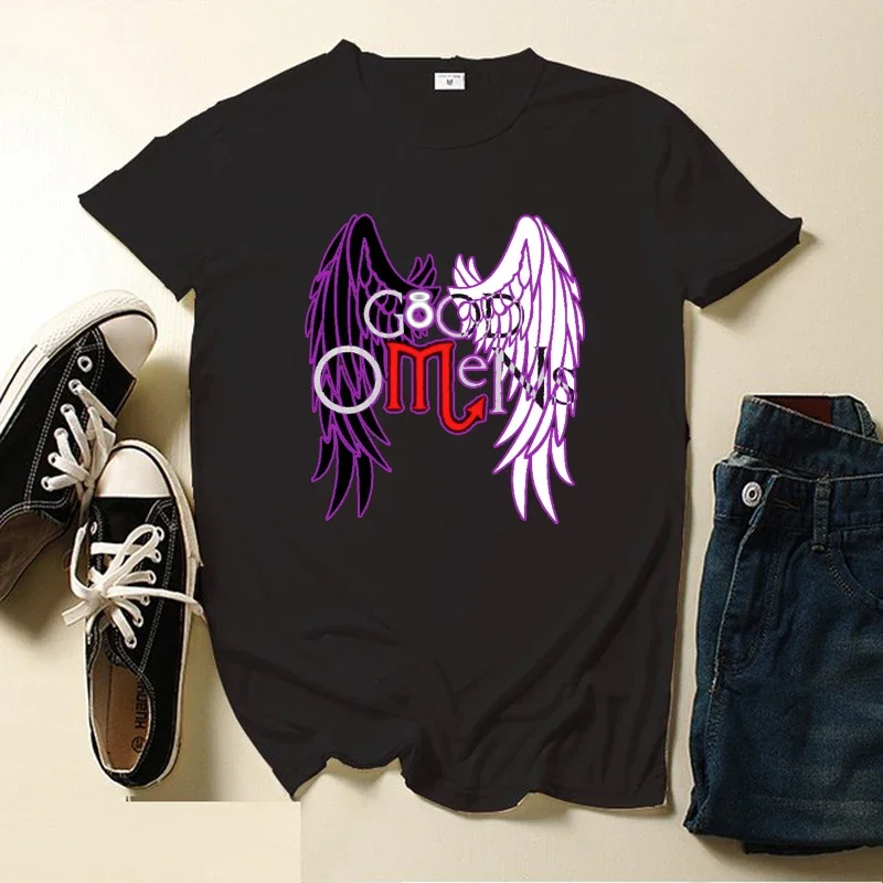 Sneaky Good Omens Men Printed T Shirts Crowley Aziraphale Ineffable Go David Tennant Angel Woman Tops T Shirt Camisetas