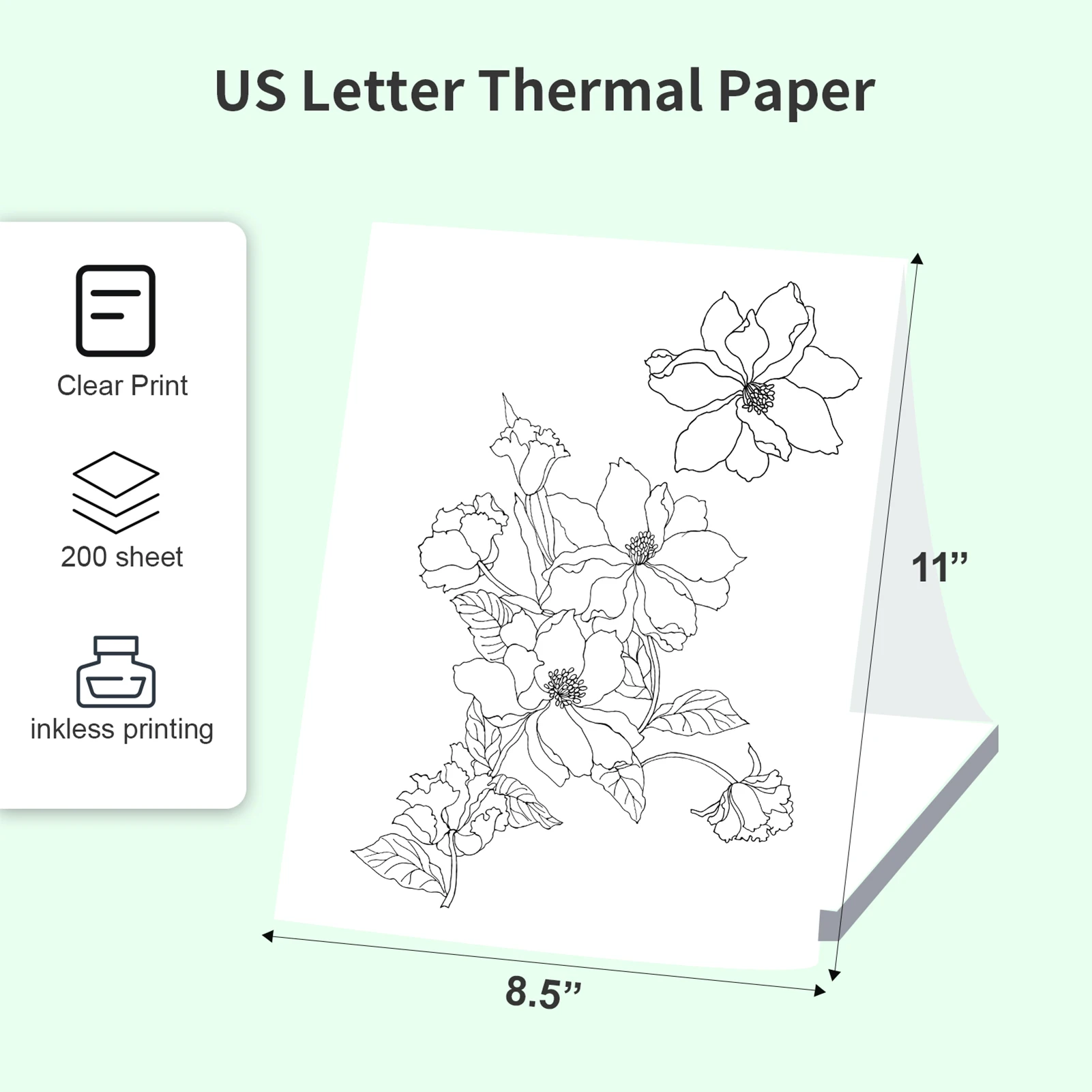 A4 Thermal Paper 200 Sheet Fanfold Printing Paper for Thermal Printer L81/A81/ A80 Compatible with PeriPage A40 210x297mm(