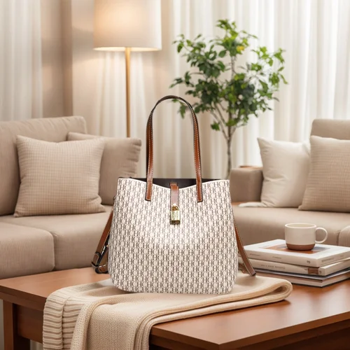 Imagen 2 del producto CH-Bolso cruzado de cuero versátil de primera calidad para mujer, bolso de mano para ir al trabajo diario de gran capacidad, diseño con estampado de letras, moda para mujer