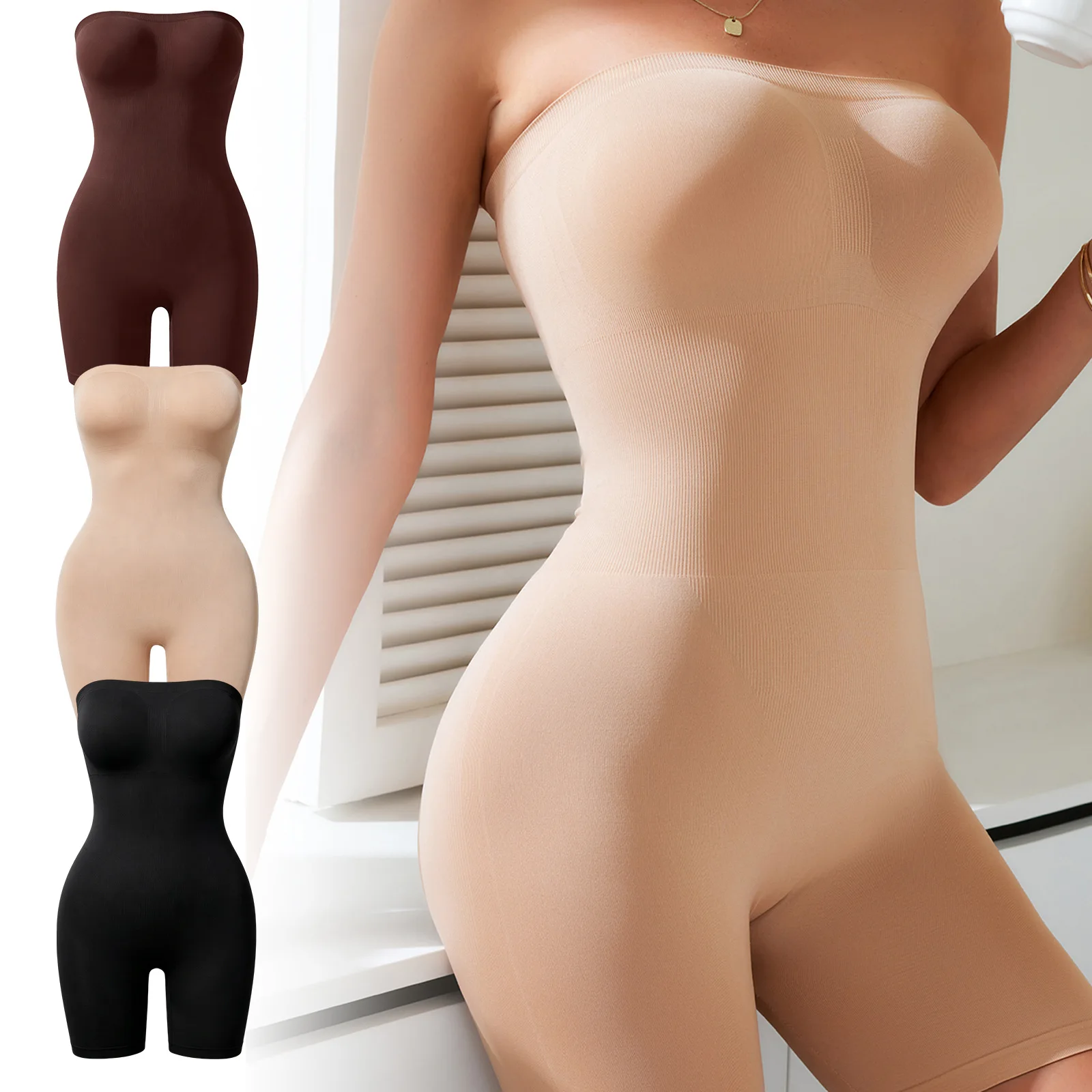 Women's Strapless Jumpsuit, Soft & Skin-Friendly, Breathable Shirred Fashion Romper