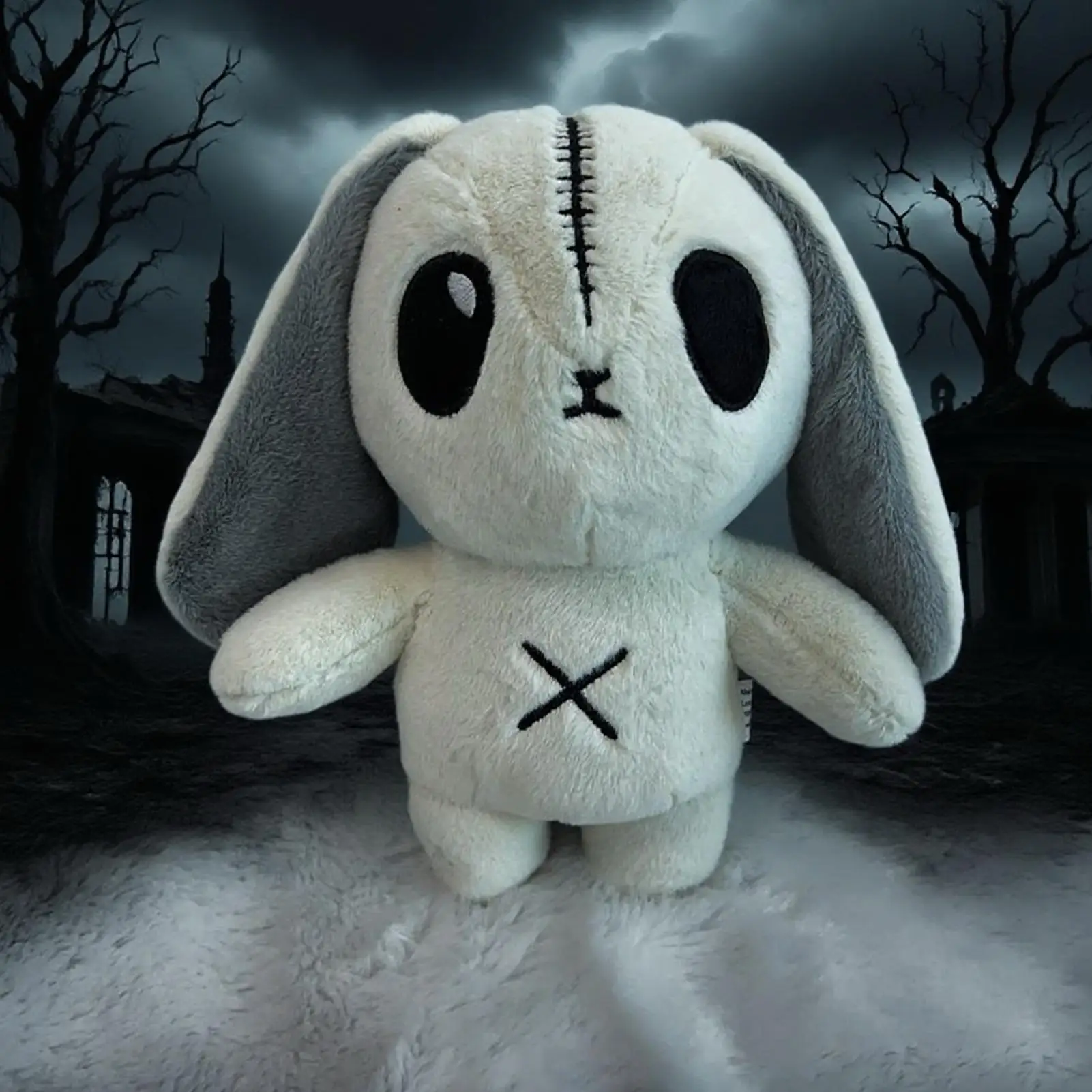 Bunny knuffeldier decoratieve kussens Goth konijn pluche Halloween gevuld voor kantoor reizen vakantie volwassenen kinderen meisjes