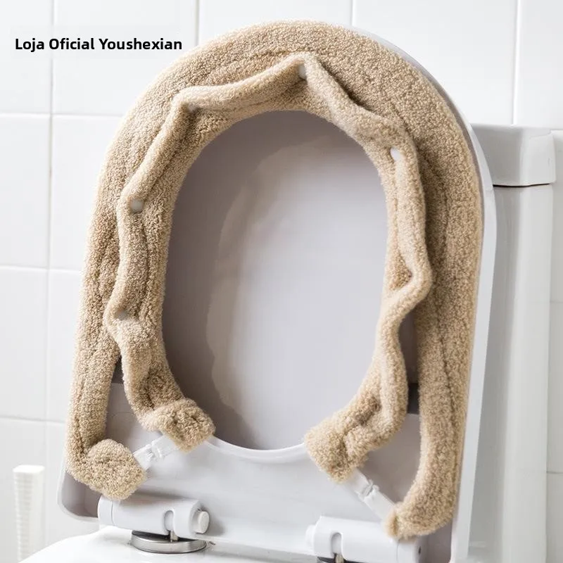 厚みのある正方形の便座カバー和風暖かいトイレマット非使い捨て家庭用バスルーム快適な便座リングクッション