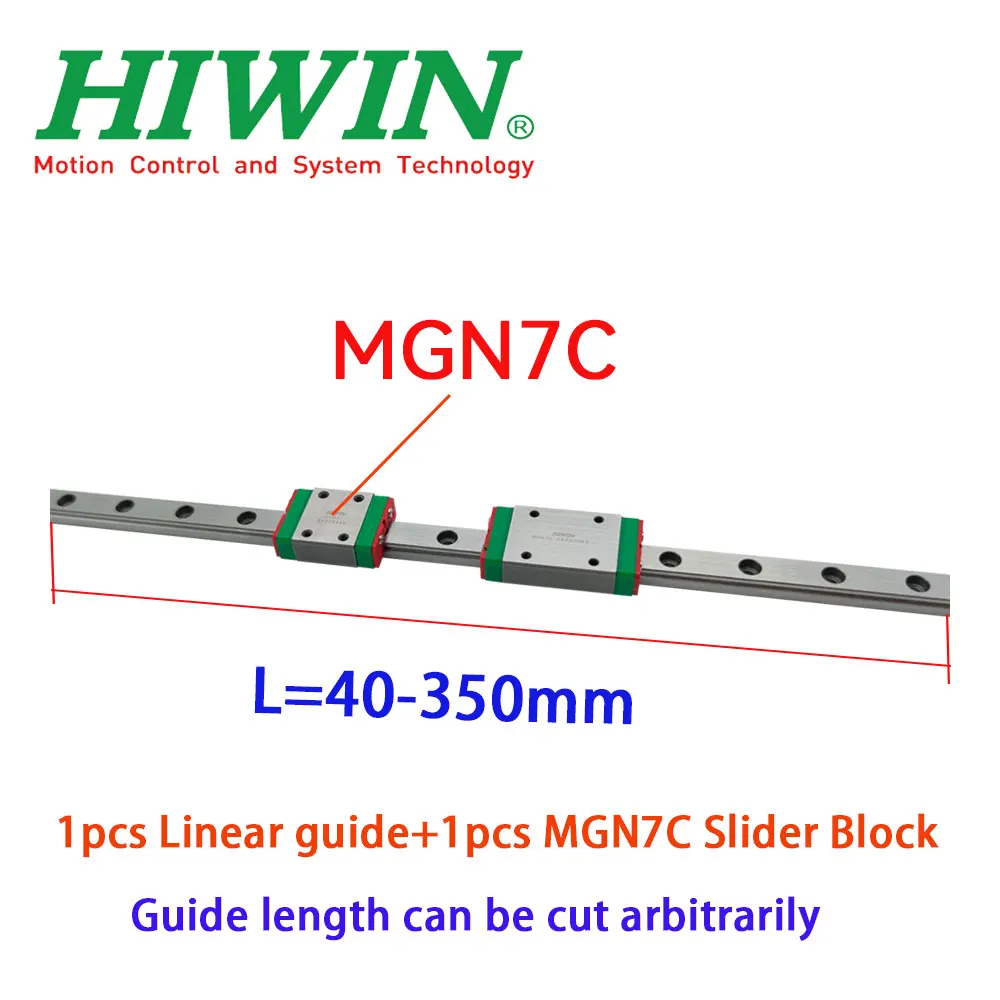 

Free Shipping HIWIN Original genuine MGN7 Miniature Linear Guide Rail L=40-350mm+1pcs MGN7C Slider Block For 3D Printers