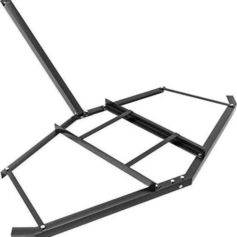 

Garden tool towed driveway leveler. Adjustable width leveling rake. Trailing drag rake