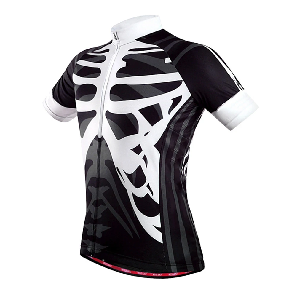 

Cycling Men White Short Sleeve Black Pants Moisture Wicking Quick Dry Bike Jerseys Lightweight Ventilation Suitable