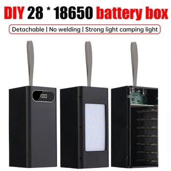 28x18650 DIY pil tutucu kabukları kaynak ücretsiz taşınabilir güç kaynağı kılıfı plastik kabukları güçlü ışık ile hızlı taşınabilir güç bankası kabukları