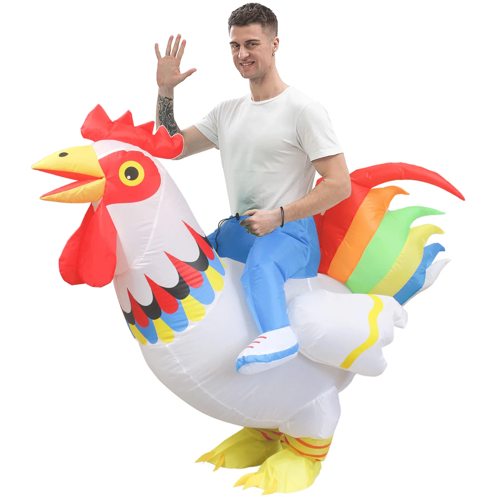 Halloween Funny Rooster Inflatable Costumes Adult Makeup Accessories Party Decoration Cartoon Doll Blow Up Outfits Stage Props view 4