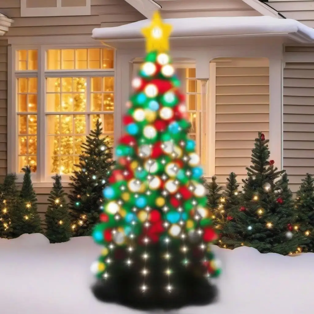 

Cold White 108 Christmas Tree Flagpole Display - 70.9 inches Holiday Decor