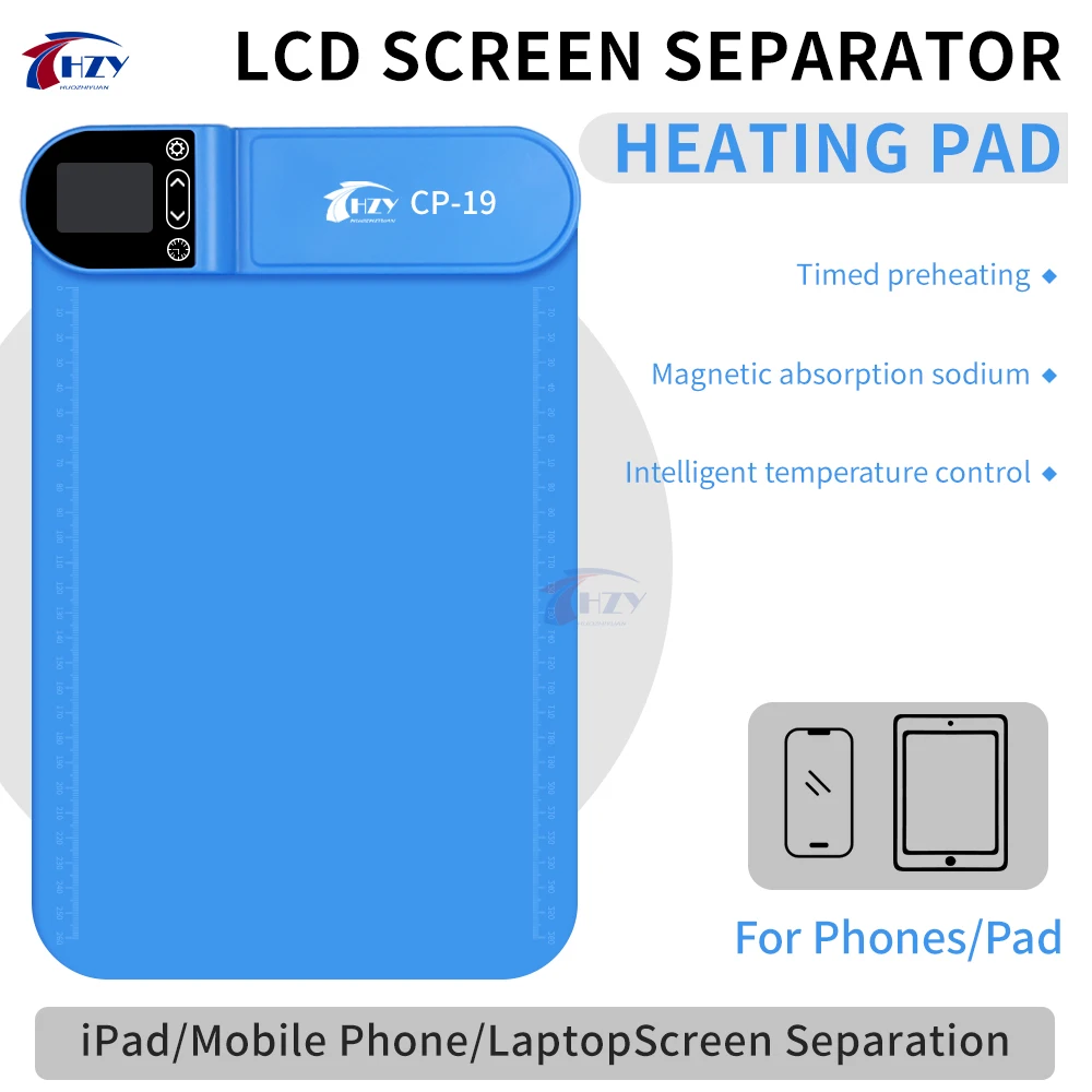 HZY CP19 LCD Screen Separator Heating Pad Adjustable Temperature Heating Mat For under14inch iPad/Phone/Laptop Screen Separation