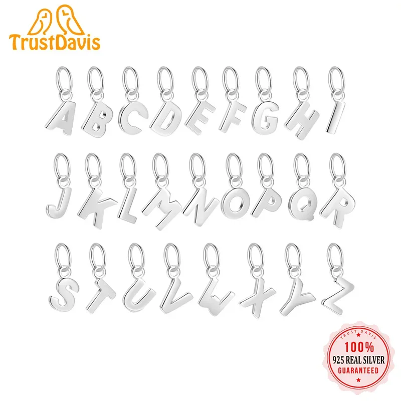 TrustDavis 2023 prawdziwe 925 srebro 26 liter wisiorek z amuletem Handmade DIY Fit naszyjnik piękna biżuteria akcesoria DH0020