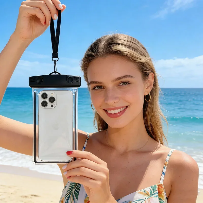 

Universal Waterproof Phone Sealing Bag Hanging Rope Touchable High-definition Photo Taking Swimming Hot Spring Diving Phone Bag