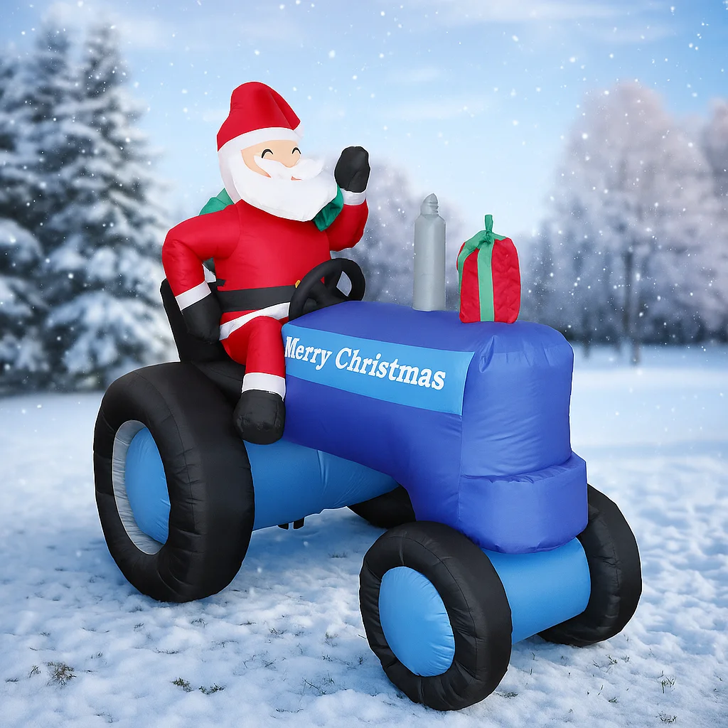 5.41FT Inflatable Santa Tractor Toy Xmas Christmas Decorations for Yard Supplies Home Decoration Ornaments Festive Holiday Gifts