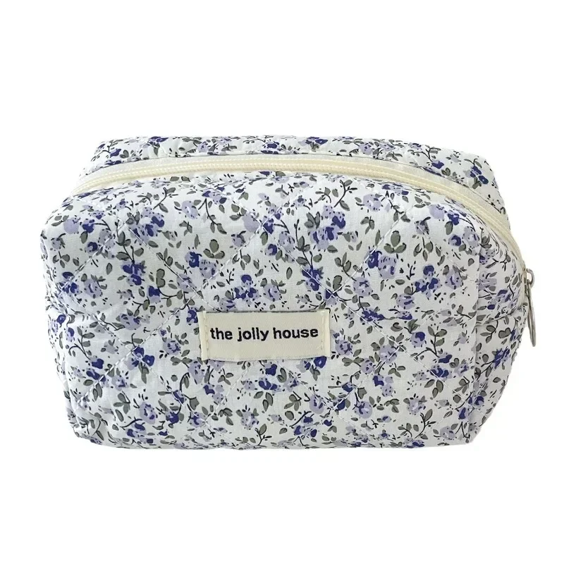 Fashion Makeup Storage Organizer Floral Puffy Quilted Makeup BagAccessory Cosmetic Pouch Toiletry Handbag Flower Printed
