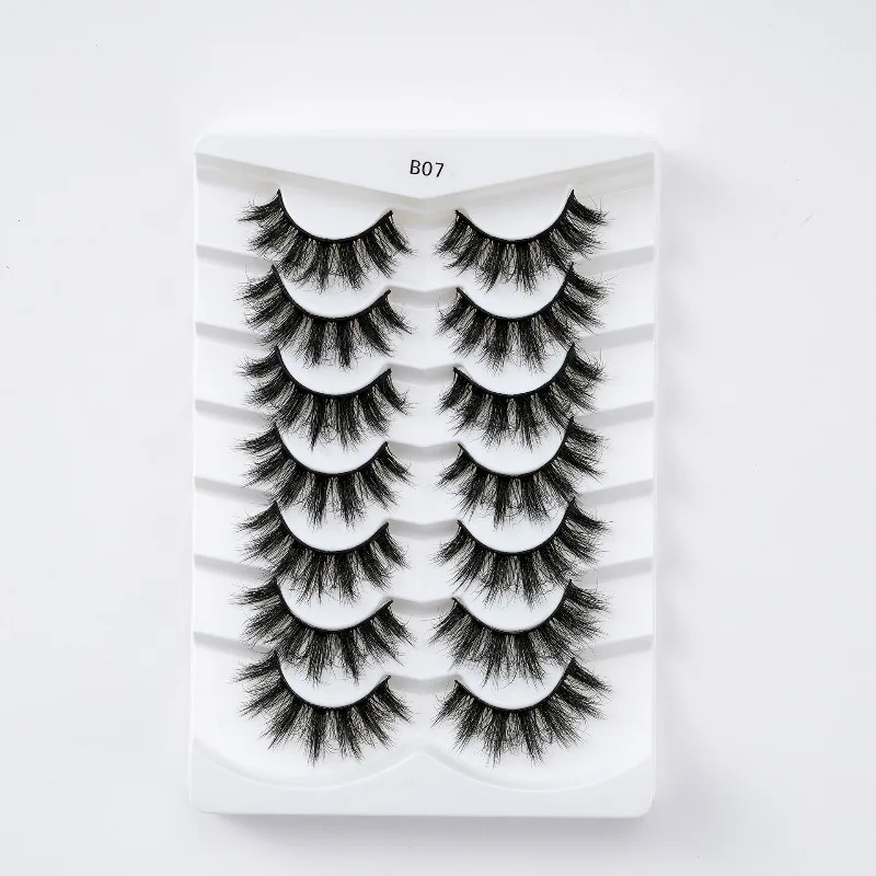7Pairs False Eyelashes Voluminous Crisscross Fluffy Style Natural Dramatic Full Strip Lashes Cruelty-Free Easy Apply Makeup Tool