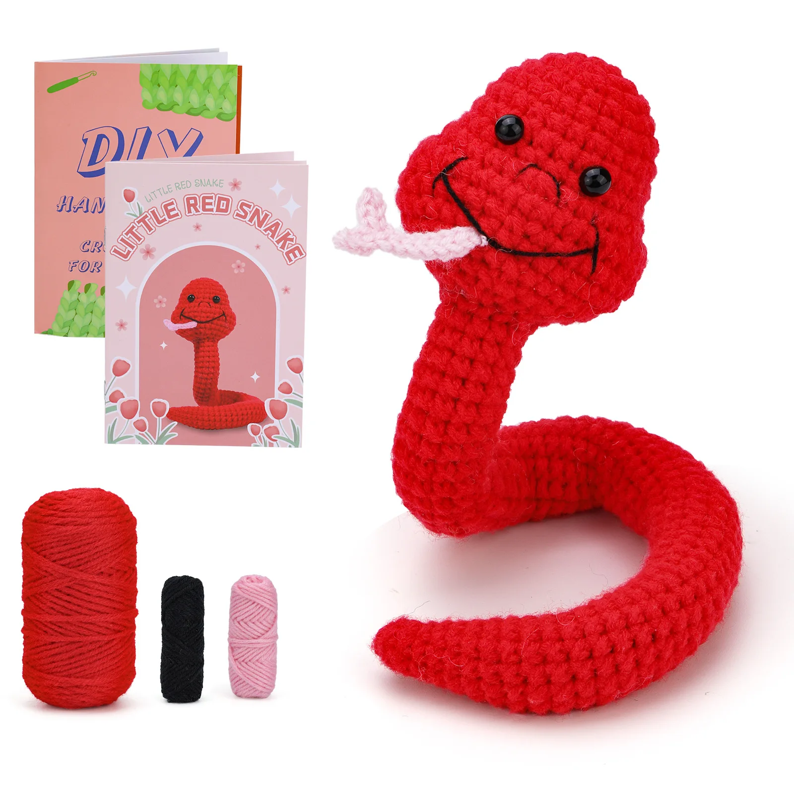 Snake Shape Doll Ornaments Hand Made Woven Crochet Wool DIY Crochet Knitted Material Complete Set Snake Year Zodiac Mascot