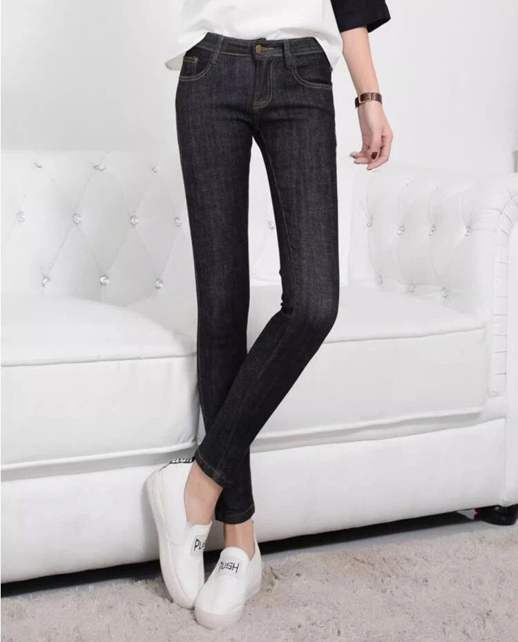 new spring autumn fashion casual plus size cotton brand female women girls low waist stretch pencil jeans