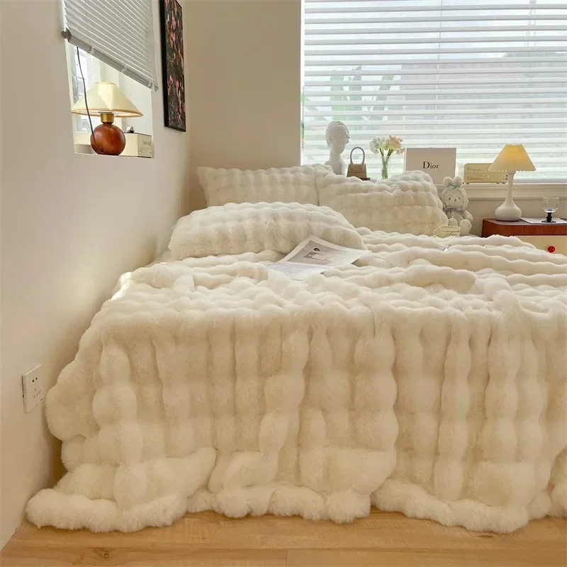Зимнее плюшевое одеяло с кроликом, приятное для кожи, повседневное одеяло, многофункциональное одеяло, молочное плюшевое одеяло с кондиционером, сна Ins Wind